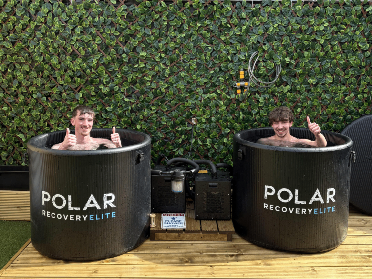 Guests enjoying the cold plunge tubs at Sauna 66